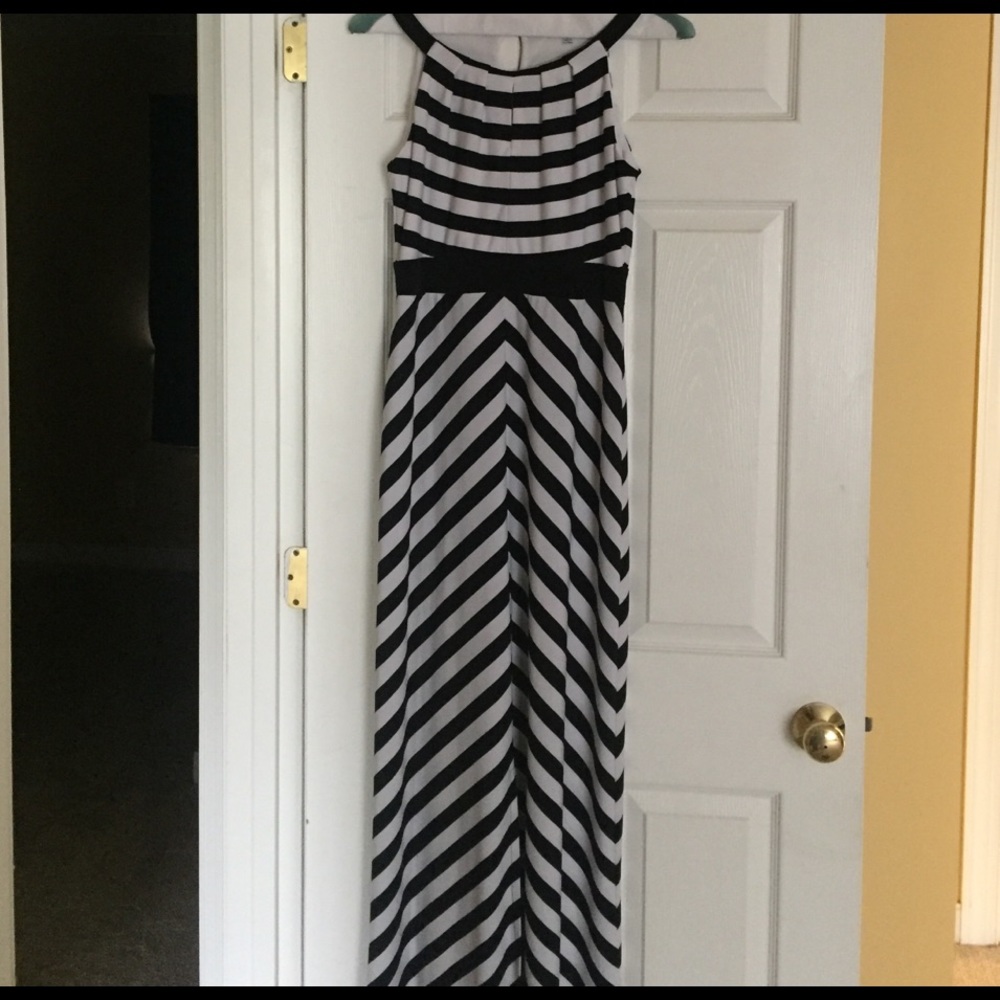 Black and white stripped maxi dress.