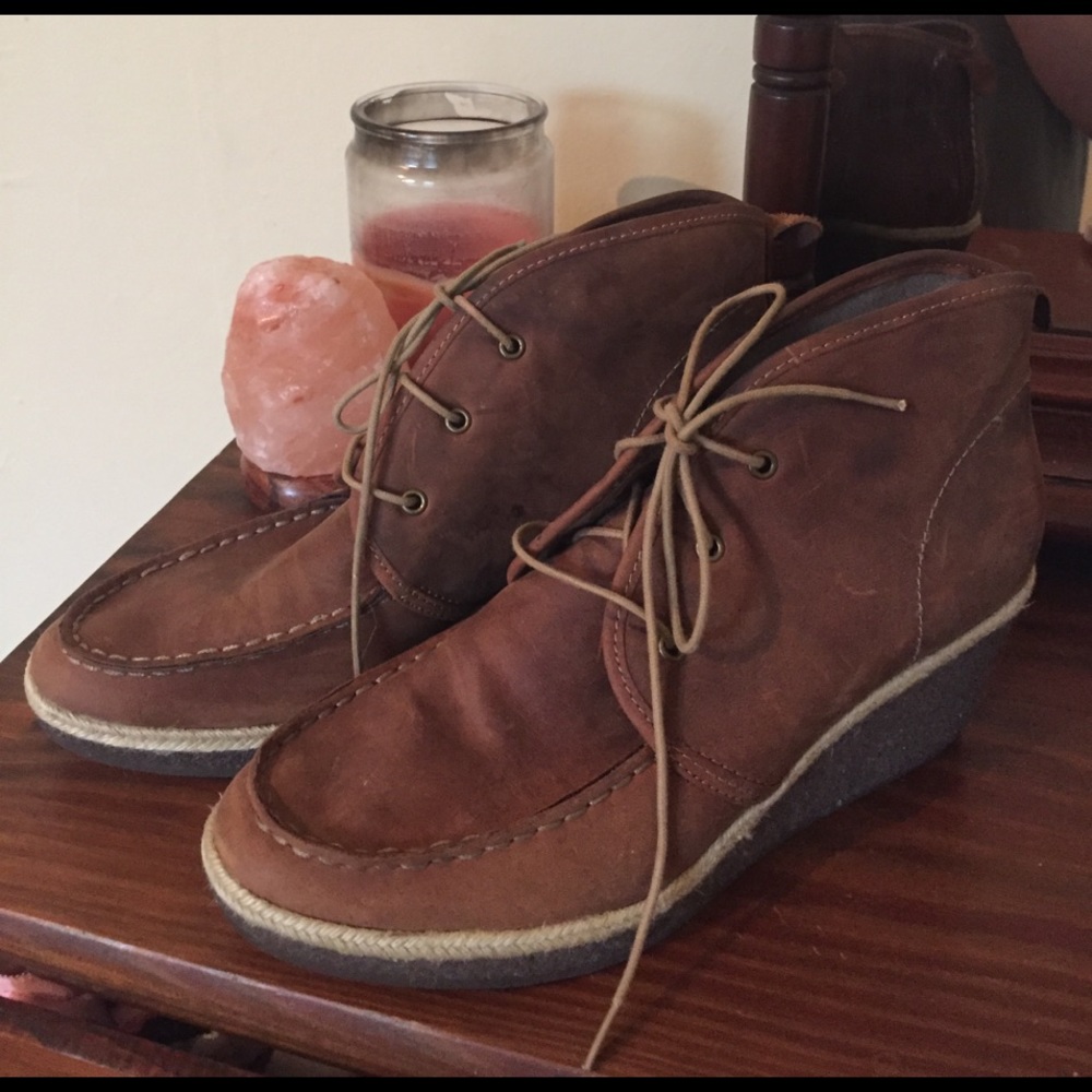 Genuine Leather Okai booties wedges size 8.5