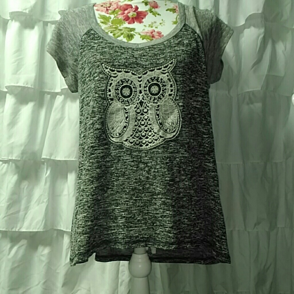 High Low Gray Owl Top
