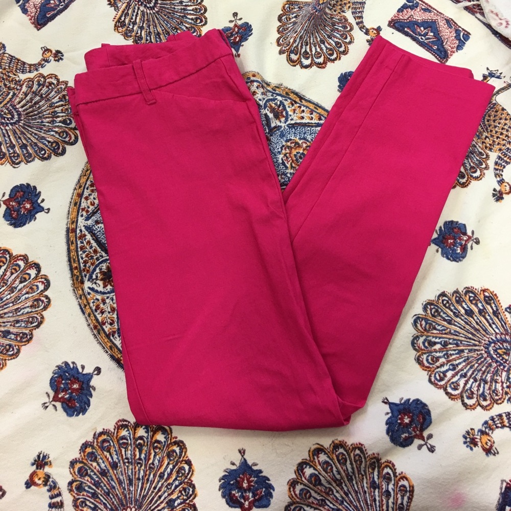 Hot Pink Skinny Crop Stretchy Dress Pants