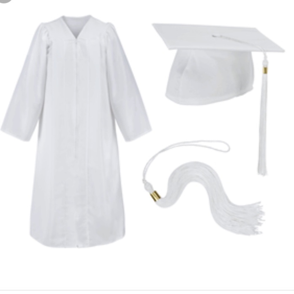 White cap and gown