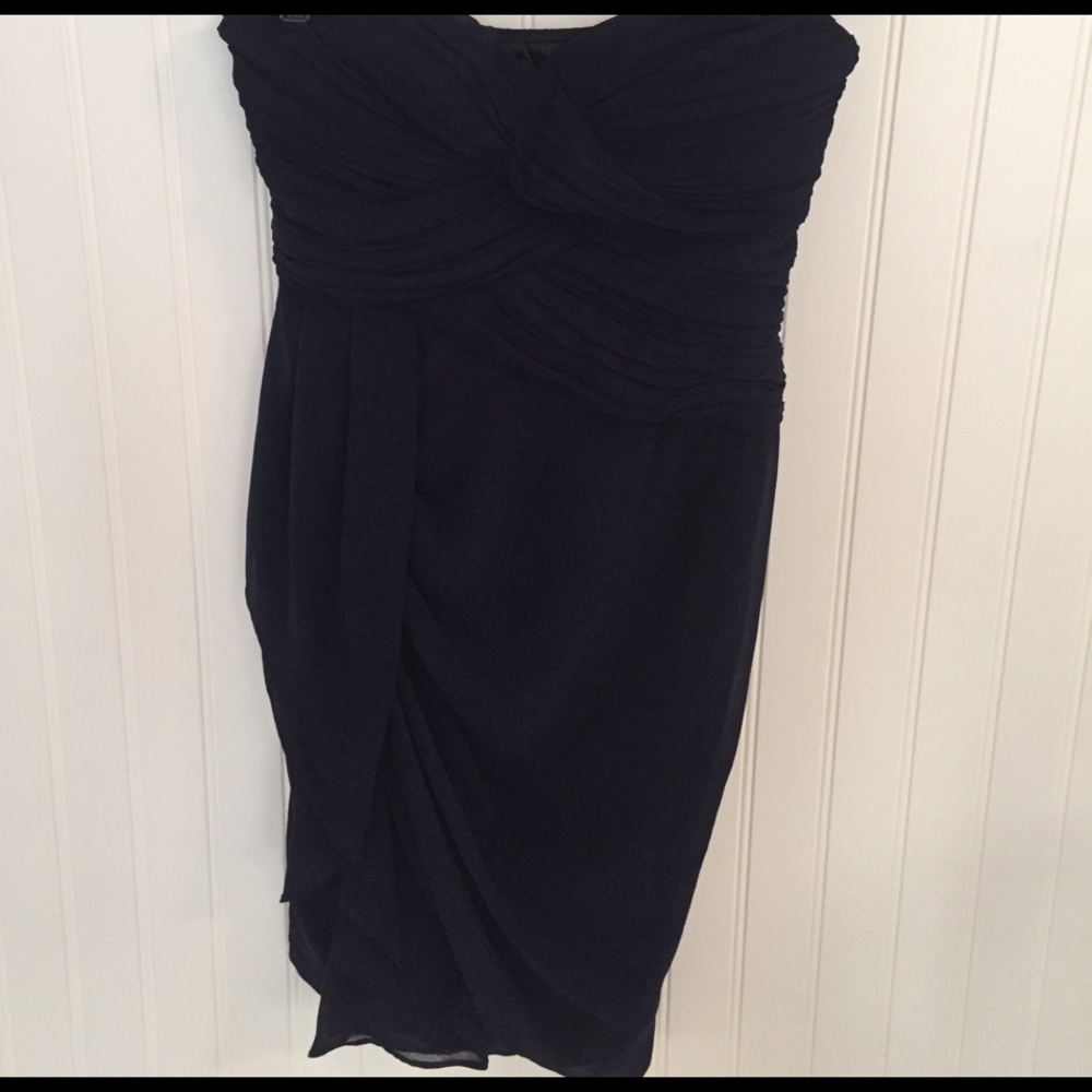 Navy blue, strapless dress