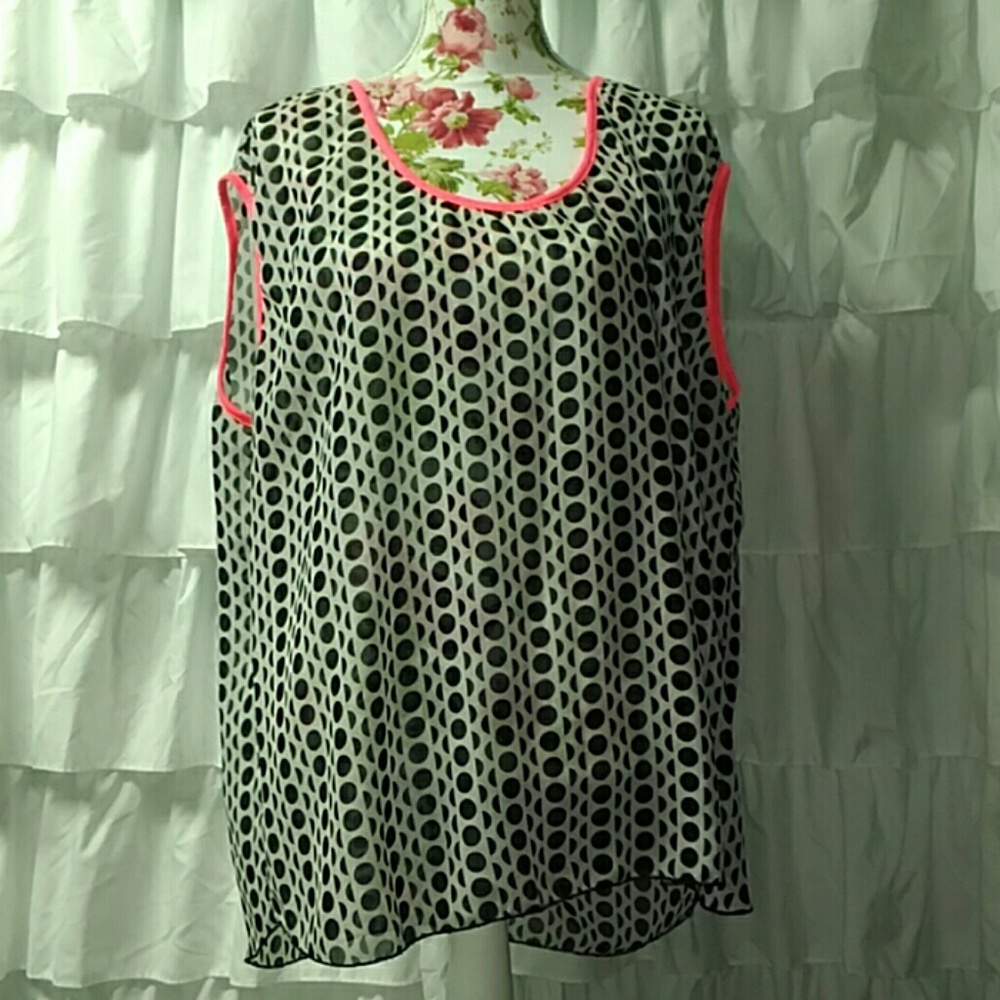 Neon Peach Polka Dot Top