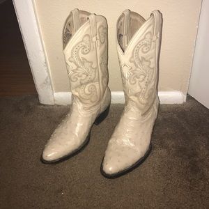 White ostrich rangers cowgirl boots