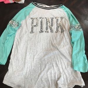 Love pink long sleeve bling top