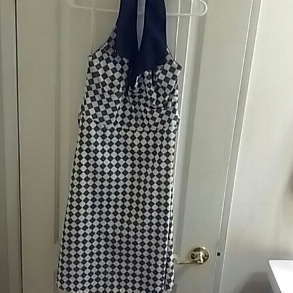 Black collard...Swing dress..checkered design...
