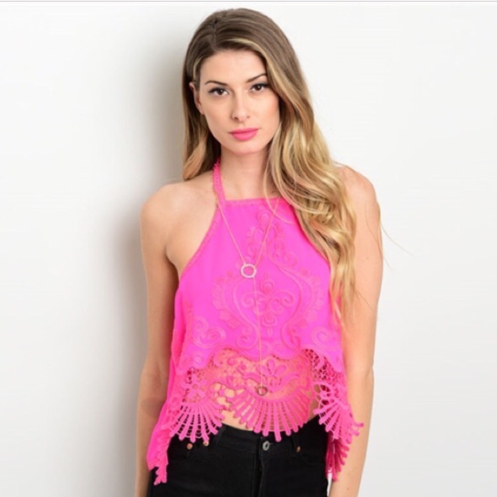 Hot Pink Halter & Crop top