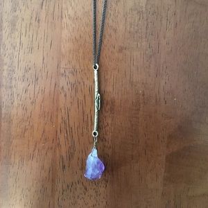 UO Amethyst and Gold Pendant Necklace UO Amethyst and Gold Pendant Necklace