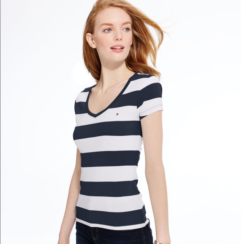 Tommy Hilfiger Striped V-Neck T-Shirt
