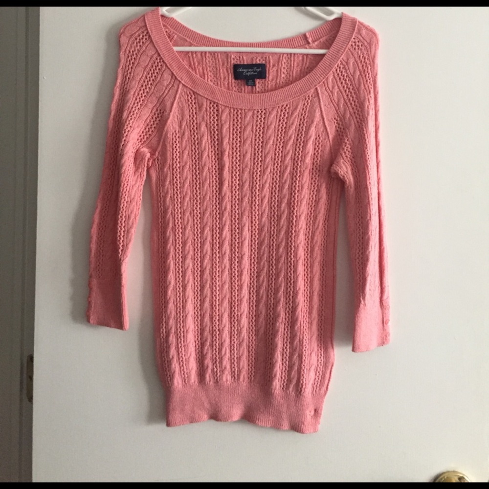 Pink scoop neck knit sweater