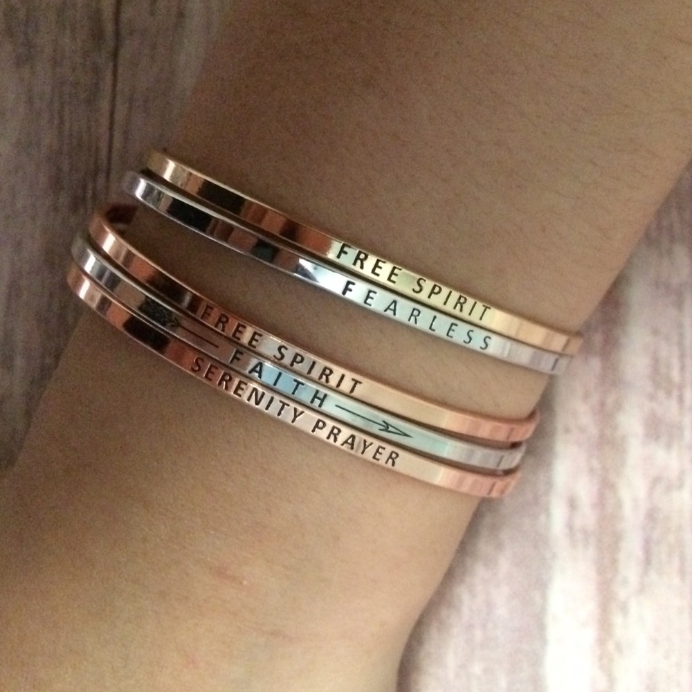 ONE LEFT inspirational message bangles bracelet - Picture 3 of 7