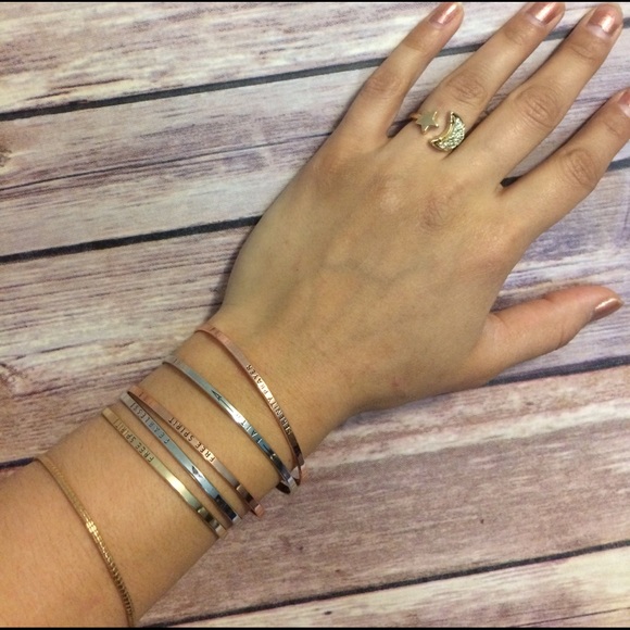 ONE LEFT inspirational message bangles bracelet - Picture 5 of 7