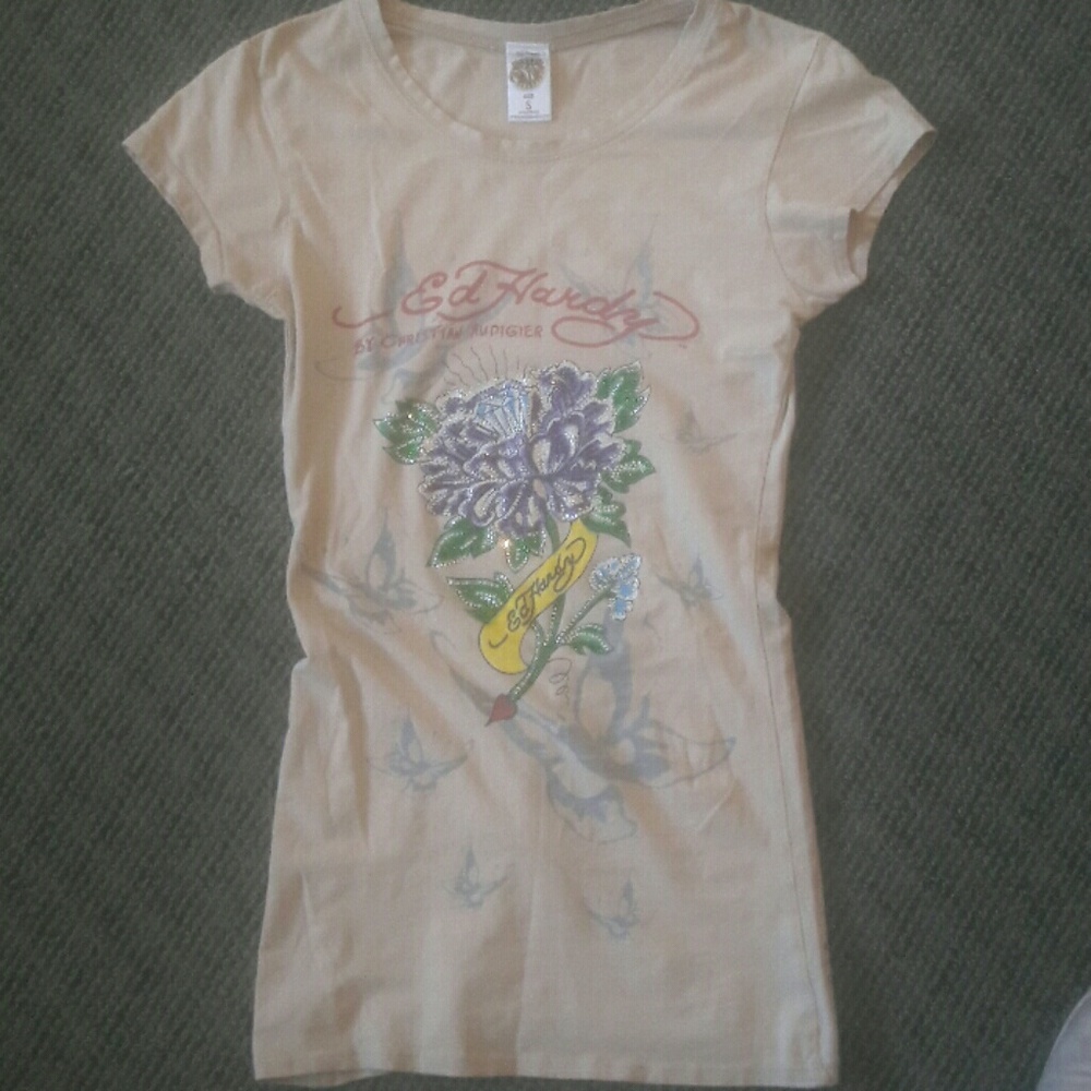 Tan Ed Hardy T shirt