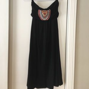 Strapless black dress w/ colorful beaded detail