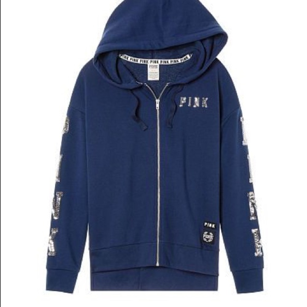SLOUCHY FULL ZIP VS PINK BLING HOODIE