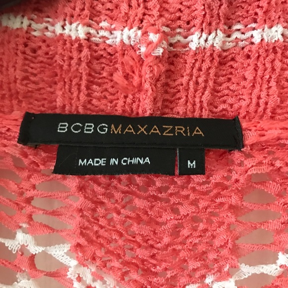 BCBGMAXAZRIA Pink & White Chevron Cardigan Size M - Picture 3 of 3