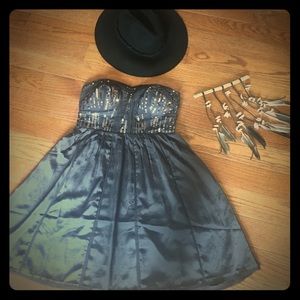 Strapless midi dress with sequin detail