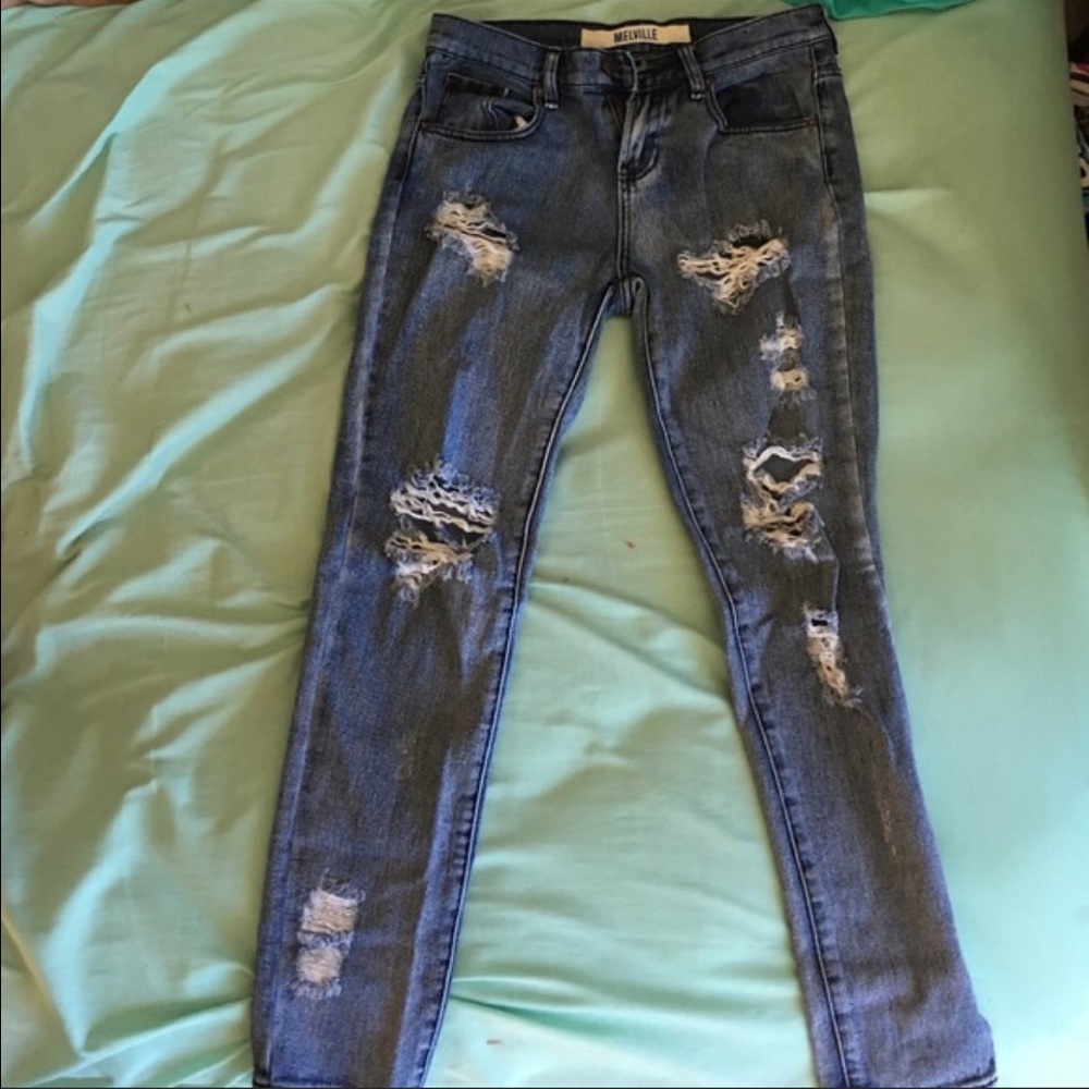 Destroyed denim jeans