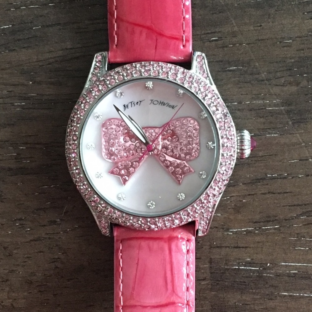Betsey Johnson Pink Crystal Bow Watch