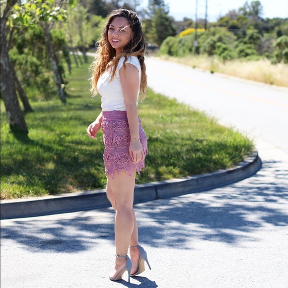 Mauve Crochet Lace Skirt - Picture 2 of 6