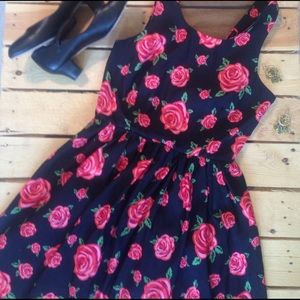 Navy Rose Forever 21 Dress Mesh Back Panel