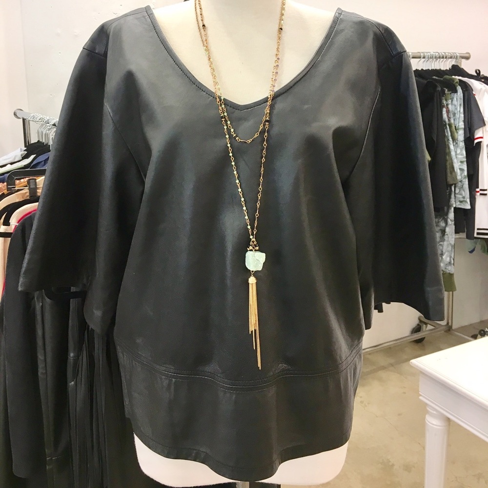PELLE d'arte Baggy Leather Kimono Tee