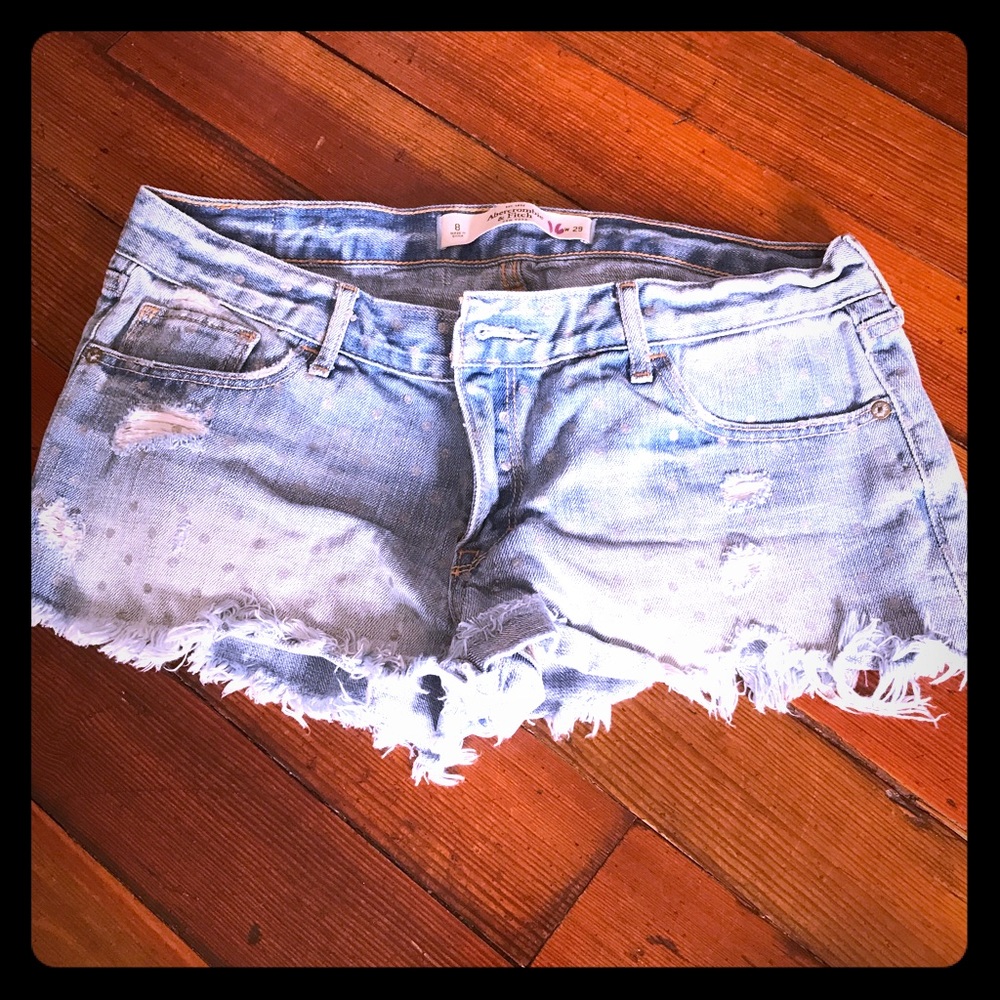 Distressed jean shorts