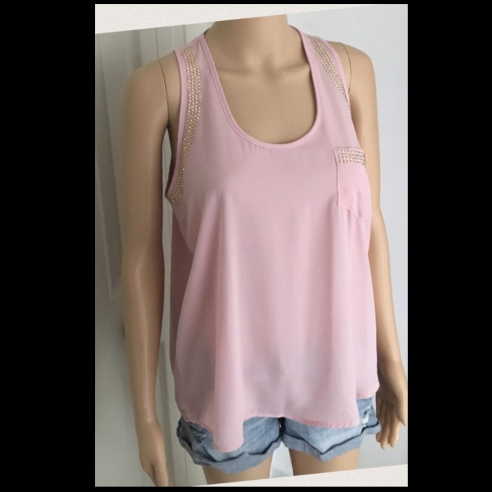 Pink rhinestone tank top