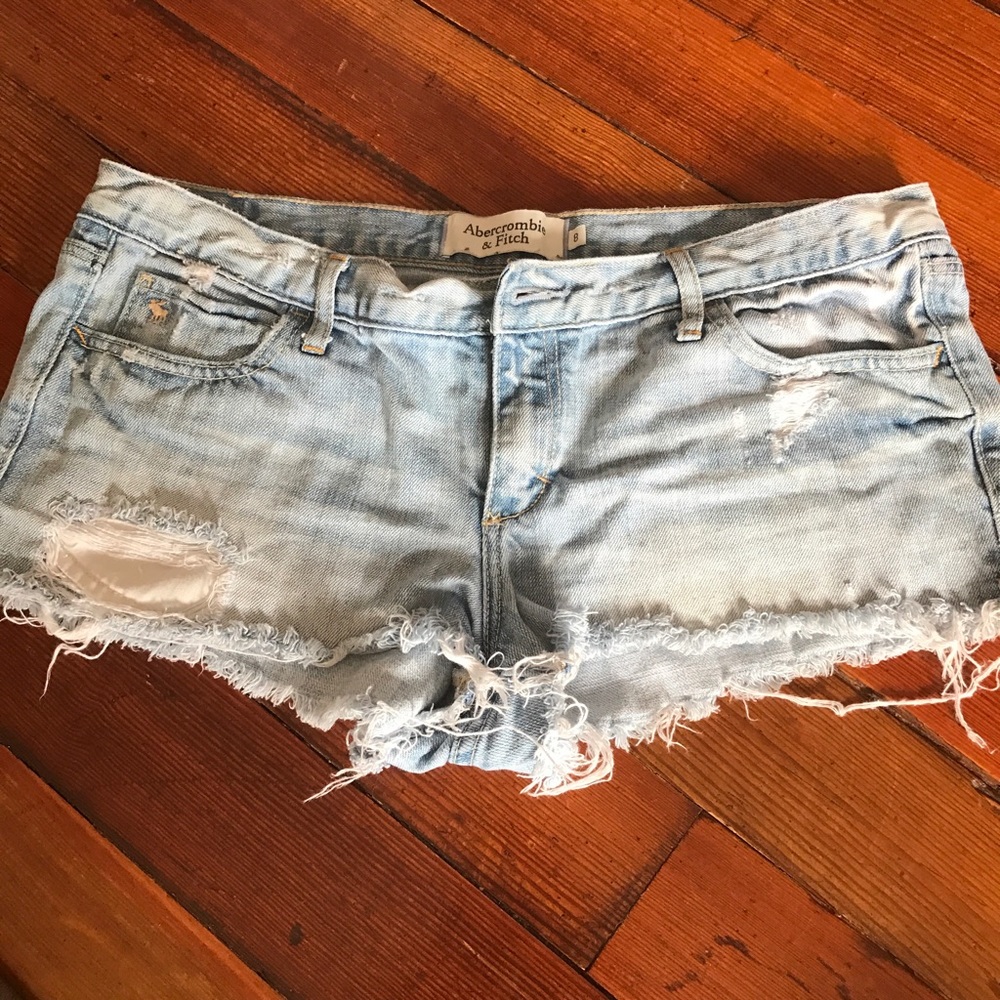 Distressed jean shorts