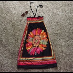 Multi colored beach dress.