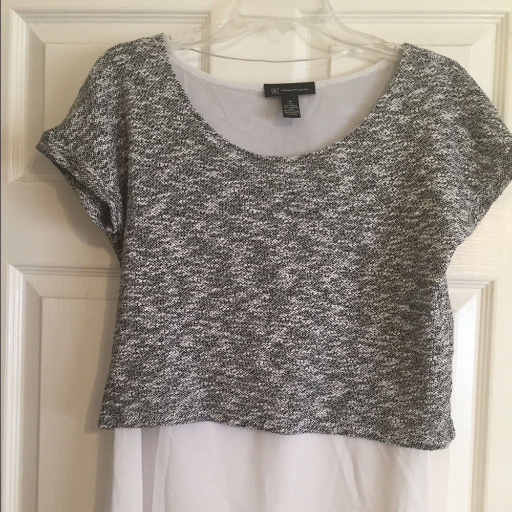 Gray and white blouse