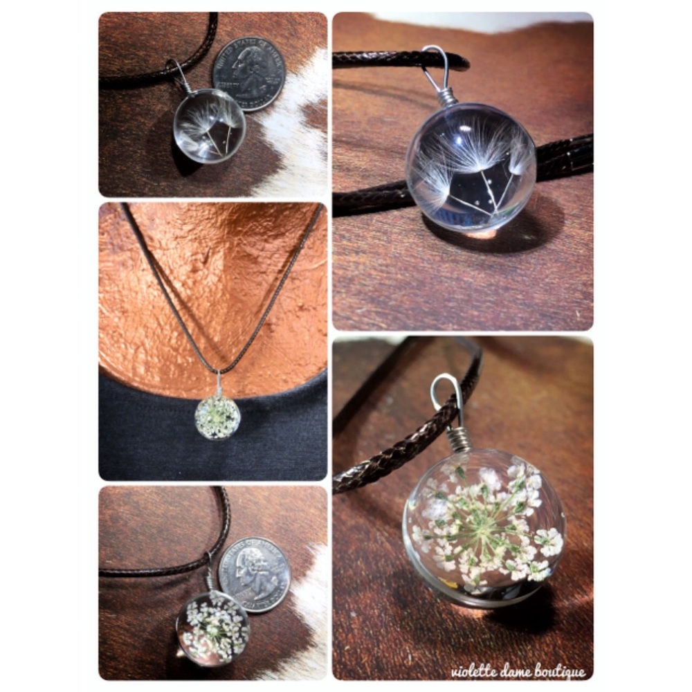 Womens Handcrafted Dandelion Seed Necklaces