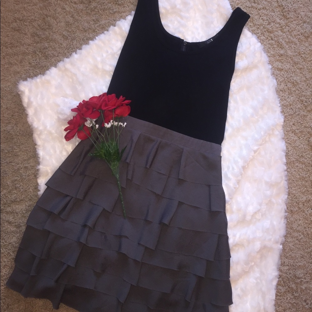 Black and Grey ruffled dress