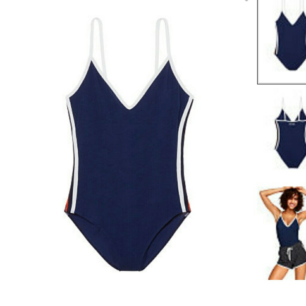 Nwt Victorias secret pink bodysuit navy striped