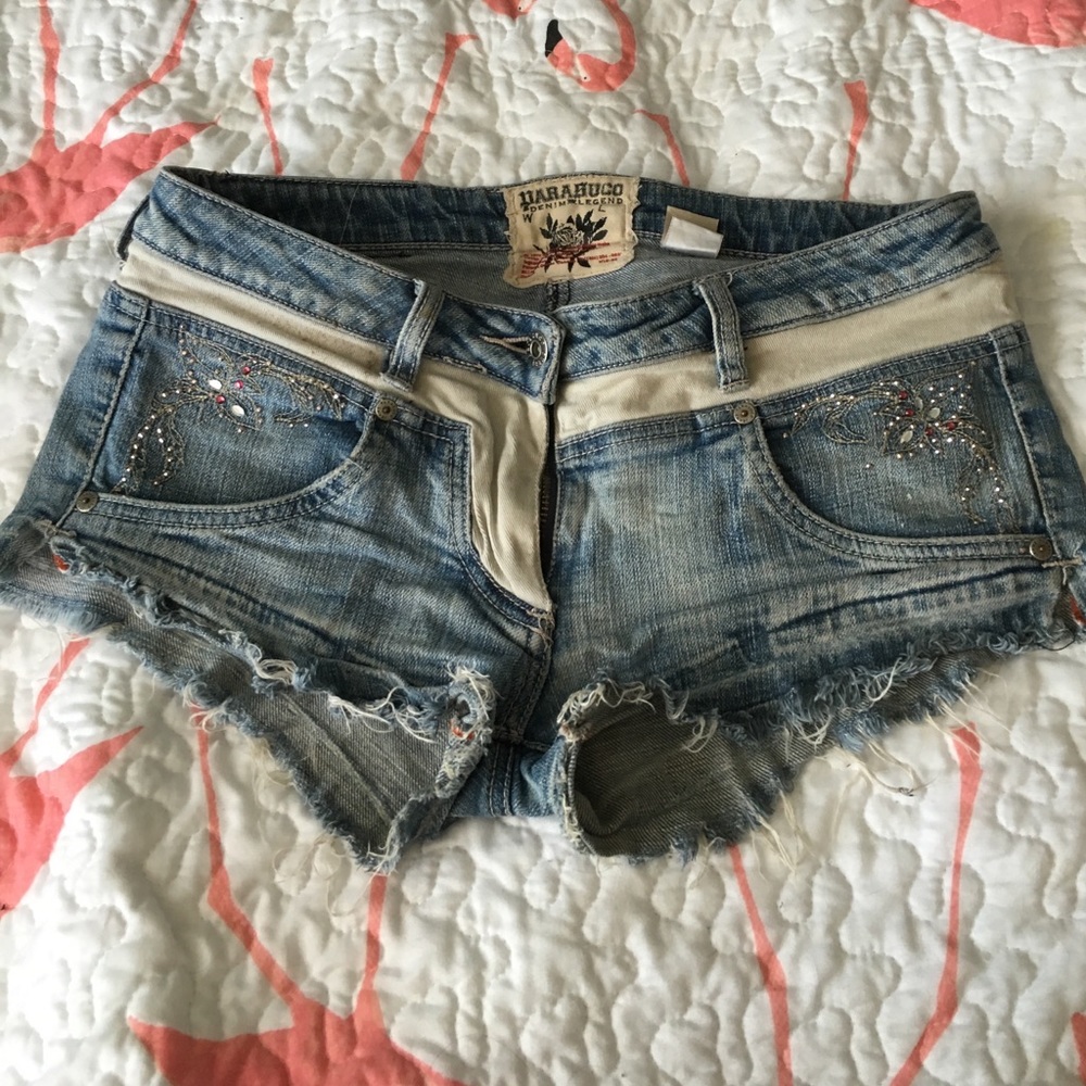 Distressed parasuco denim shorts
