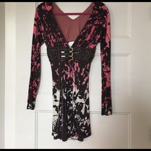 Sky, Lind-sleeved, belted, print dress