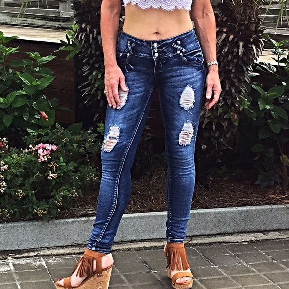 5✨Distressed skinny jeans juniors - Picture 3 of 4