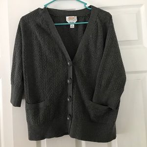 Talbots Plus Size Chic Gray Pocket Cardi