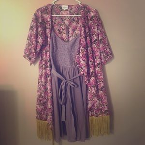 Lavender dress with lace top detail