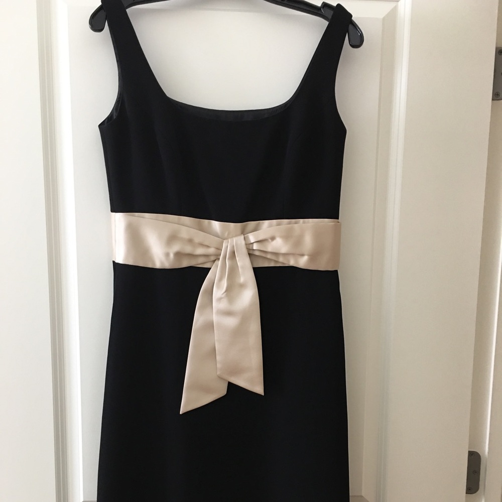 Ann Taylor Black Dress with taupe bow. Size 8