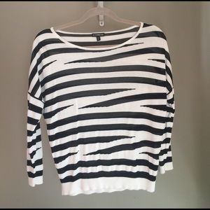 Zebra Print Express Loose 3/4 Sleeve Sweater