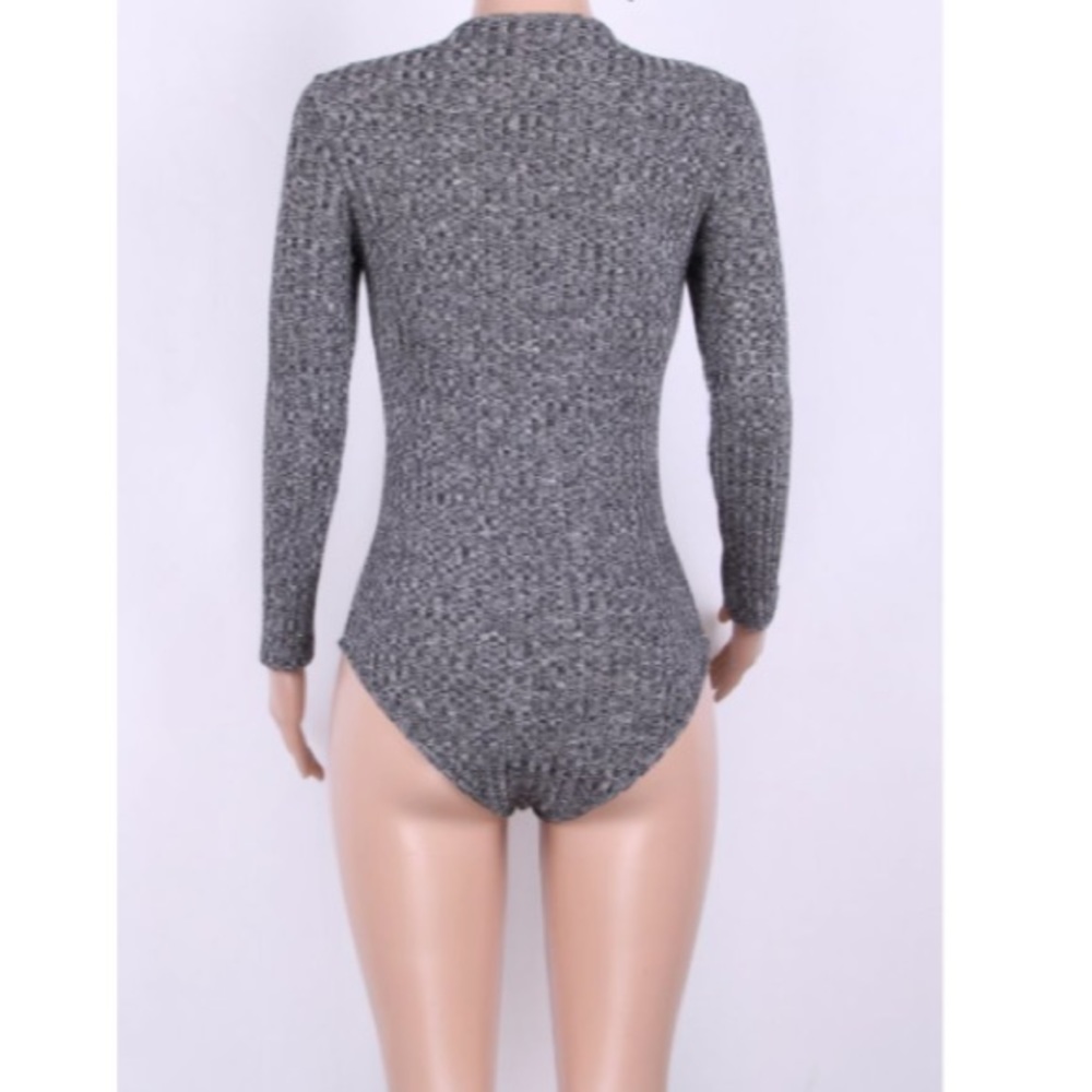 Heather Gray Lace-up Bodysuit - Picture 7 of 7