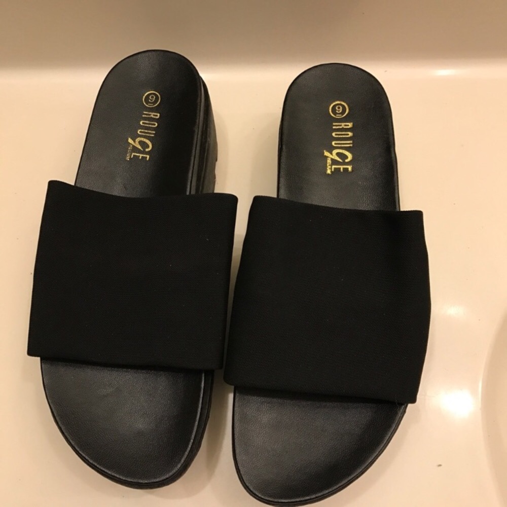Black Flat Slides