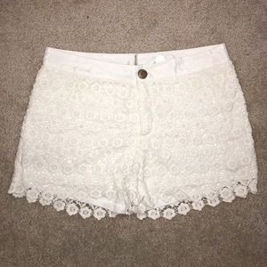 NWT White Ivory Lace Lined Shorts, Medium