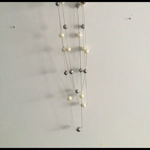 Pearl and silver ball necklace