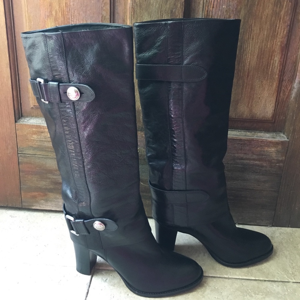 Authentic COACH "SAGE"black leather boots 👢