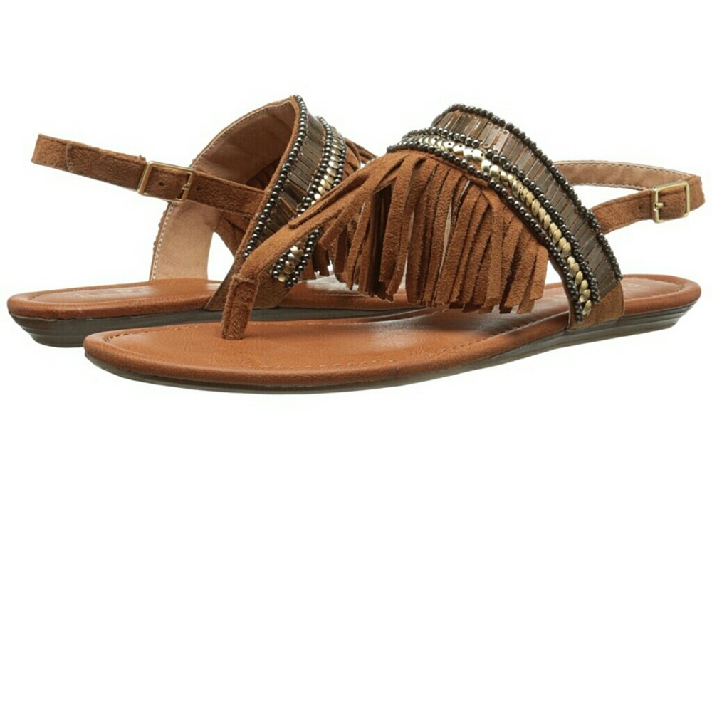 Tan fringe sandals NIB