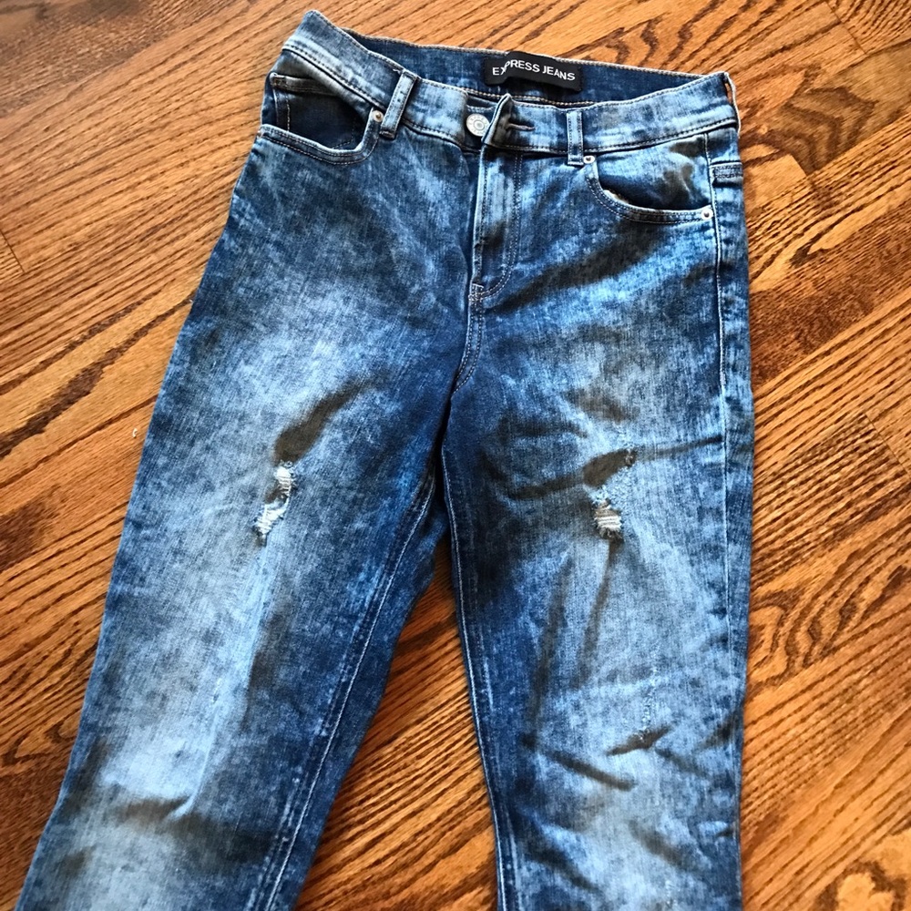 Express Jeggings Acid Wash Distressed Jean