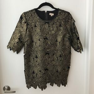 Gold/black embroidered shirt