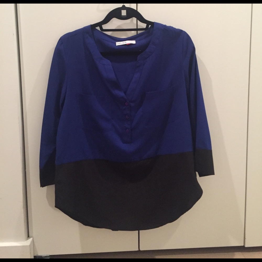 Royal blue and black silk shirt